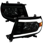 2005-2011 Toyota Tacoma LED Bar Factory Style Headlights (Matte Black Housing/Smoked Lens)