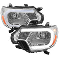2012-2015 Toyota Tacoma LED Bar Factory Style Headlights with Amber Reflector (Chrome Housing/Clear Lens)