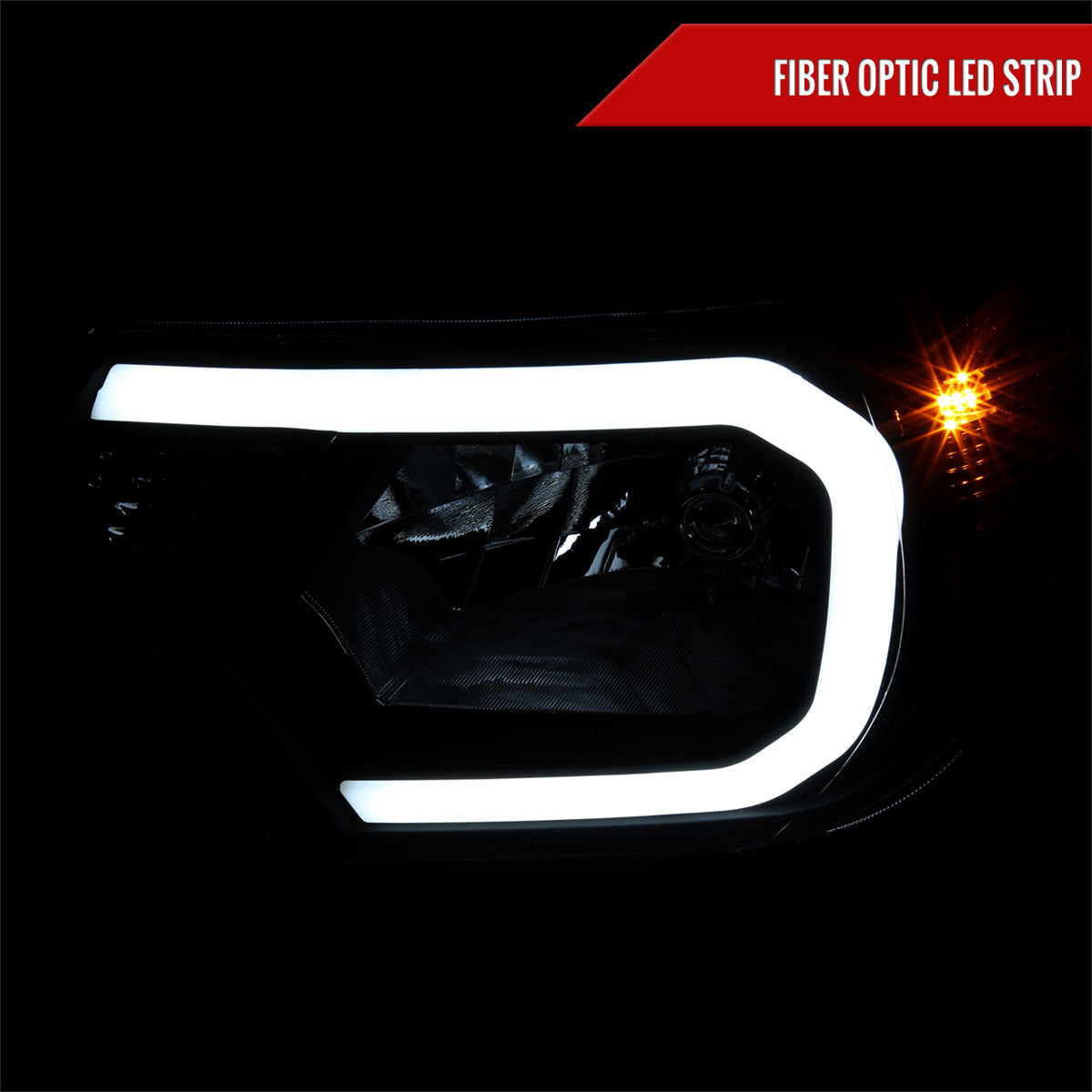 2012-2015 Toyota Tacoma LED Bar Factory Style Headlights with Amber Reflector (Chrome Housing/Smoked Lens)