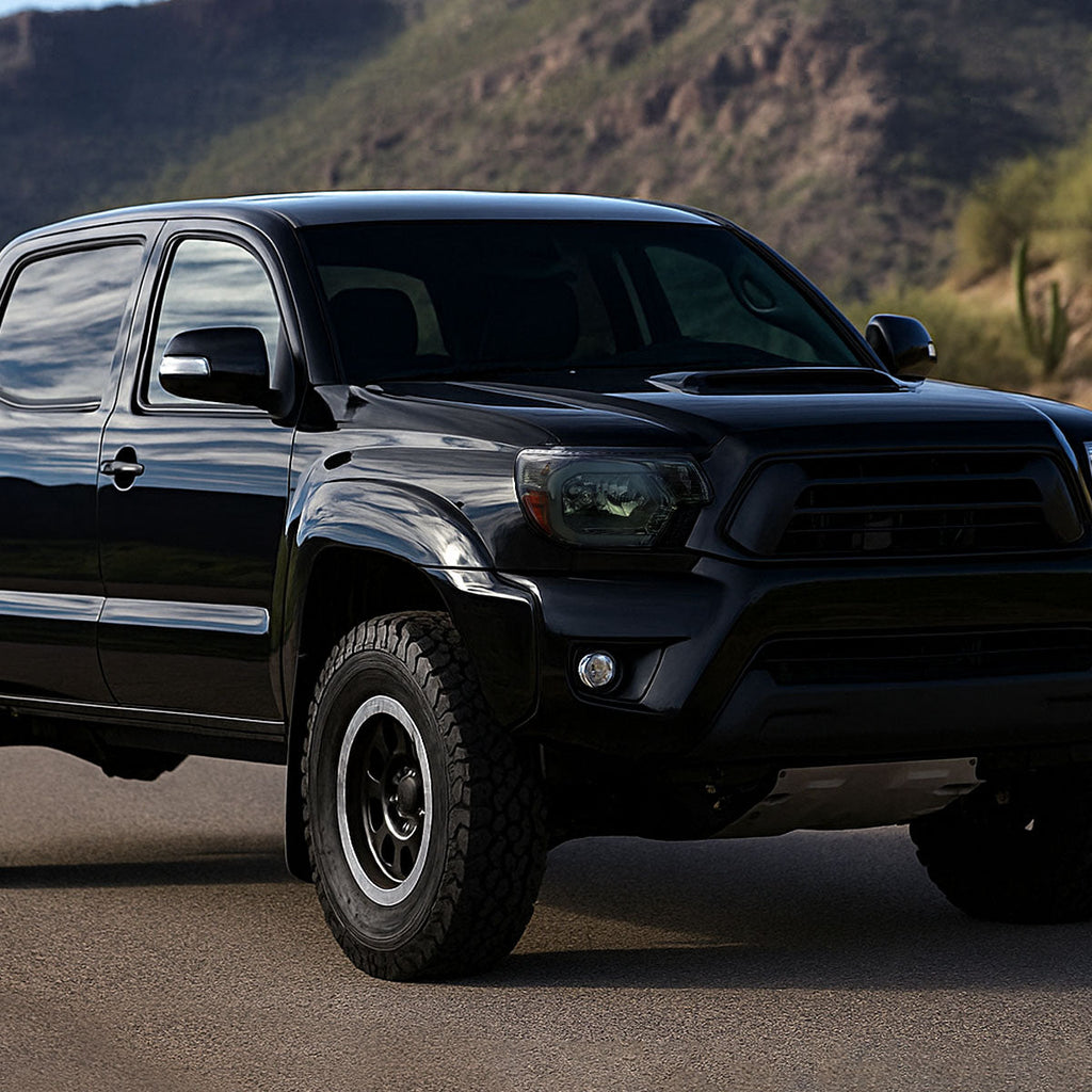 2012-2015 Toyota Tacoma LED Bar Factory Style Headlights with Amber Reflector (Chrome Housing/Smoked Lens)