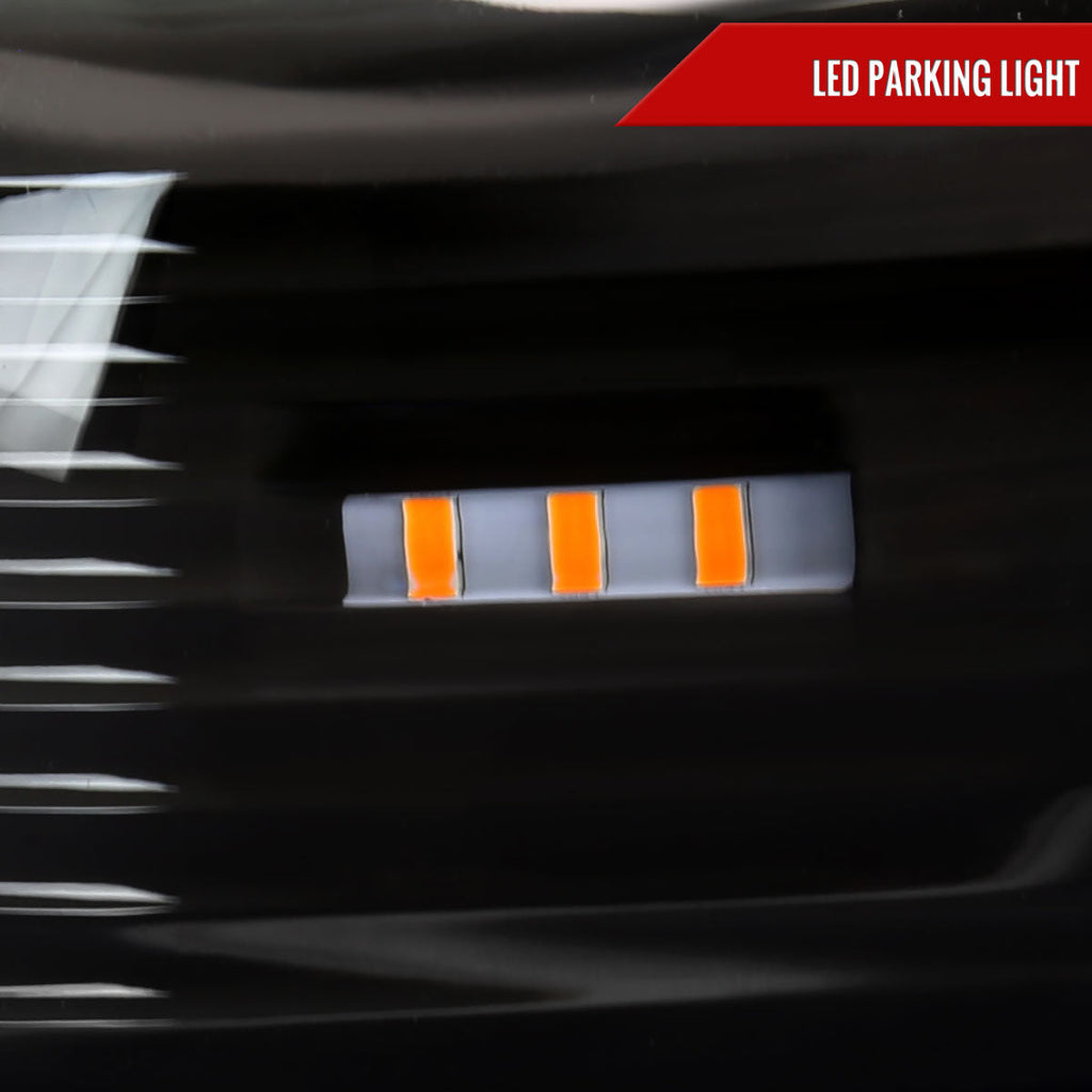 2012-2015 Toyota Tacoma LED Bar Factory Style Headlights with Amber Reflector (Matte Black Housing/Clear Lens)