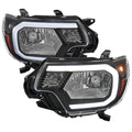2012-2015 Toyota Tacoma LED Bar Factory Style Headlights with Amber Reflector (Matte Black Housing/Clear Lens)
