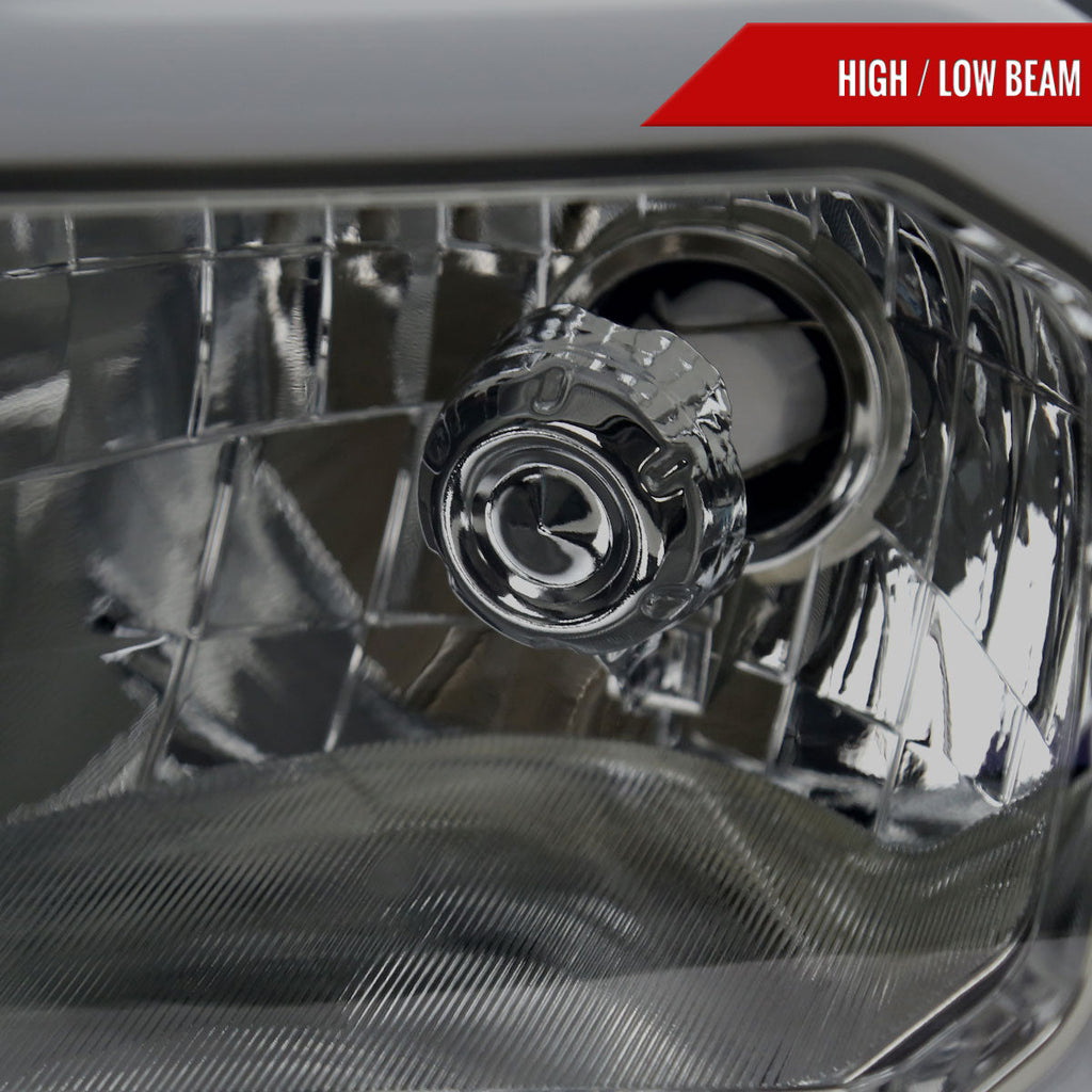 2012-2015 Toyota Tacoma LED Bar Factory Style Headlights with Amber Reflector (Chrome Housing/Light Smoked Lens)