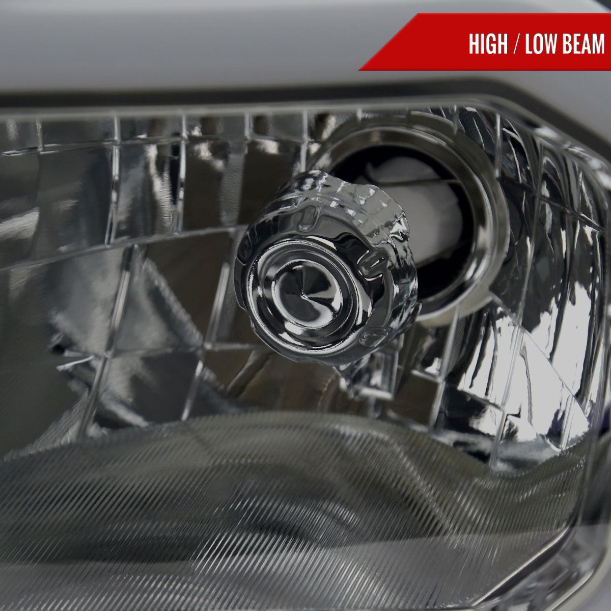 2012-2015 Toyota Tacoma LED Bar Factory Style Headlights with Amber Reflector (Chrome Housing/Light Smoked Lens)
