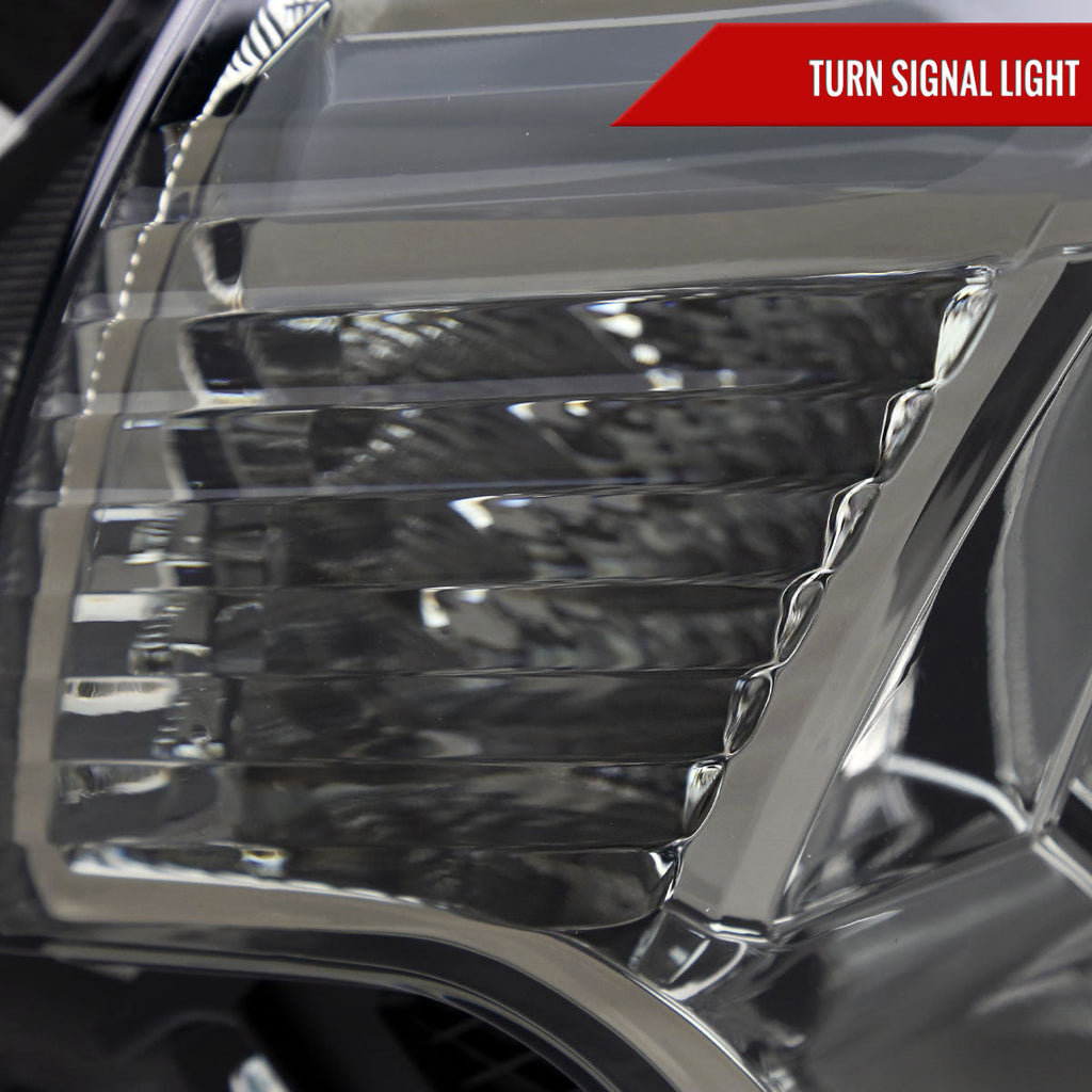2012-2015 Toyota Tacoma LED Bar Factory Style Headlights with Amber Reflector (Chrome Housing/Light Smoked Lens)