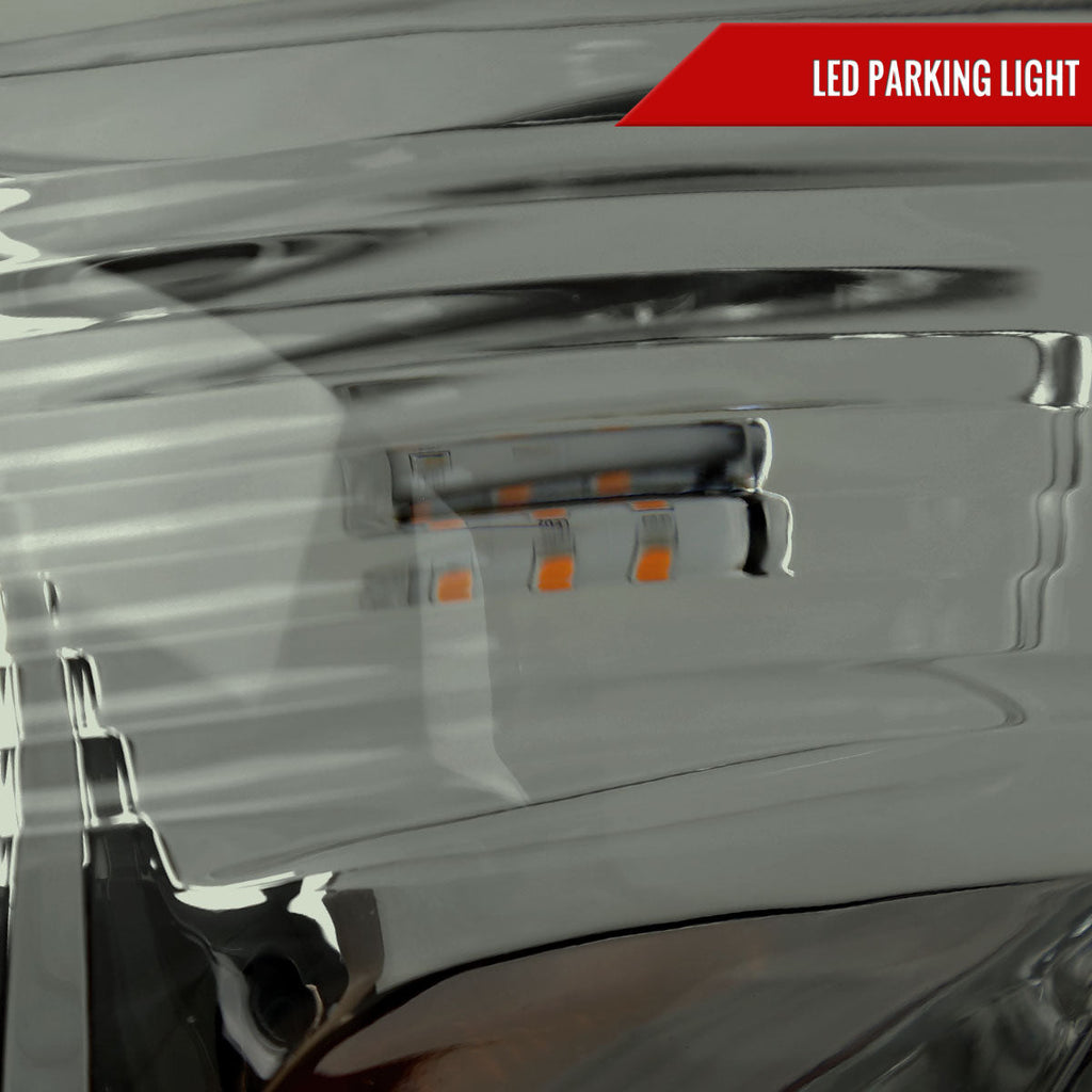 2012-2015 Toyota Tacoma LED Bar Factory Style Headlights with Amber Reflector (Chrome Housing/Light Smoked Lens)