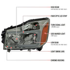 2004-2015 Nissan Titan / 2004-2007 Armada LED Bar Factory Headlights (Chrome Housing/Light Smoked Lens)