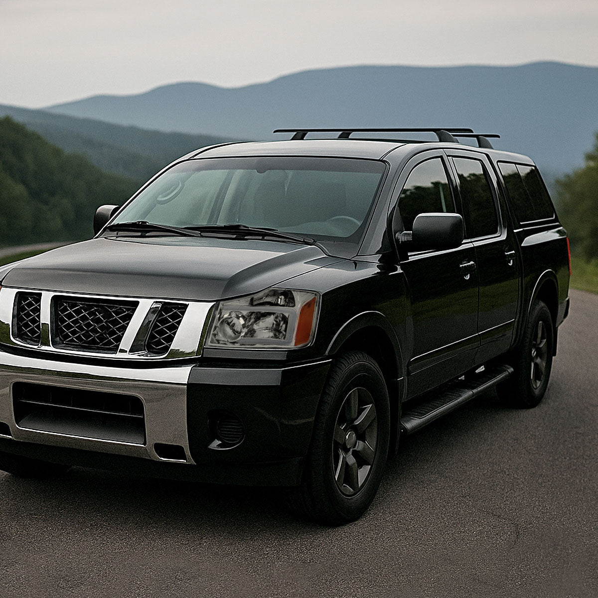 2004-2015 Nissan Titan / 2004-2007 Armada LED Bar Factory Headlights (Chrome Housing/Light Smoked Lens)