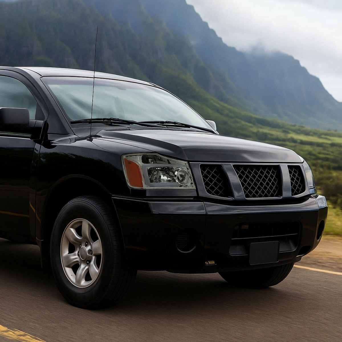 2004-2015 Nissan Titan / 2004-2007 Armada LED Bar Factory Headlights (Chrome Housing/Light Smoked Lens)