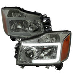 2004-2015 Nissan Titan / 2004-2007 Armada LED Bar Factory Headlights (Chrome Housing/Light Smoked Lens)