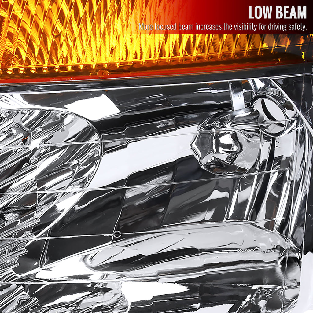2004-2015 Nissan Titan/ 2004-2007 Armada Factory Style Headlights w/ Amber Reflectors (Chrome Housing/Clear Lens)