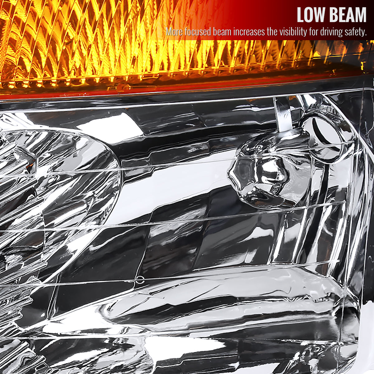 2004-2015 Nissan Titan/ 2004-2007 Armada Factory Style Headlights w/ Amber Reflectors (Chrome Housing/Clear Lens)