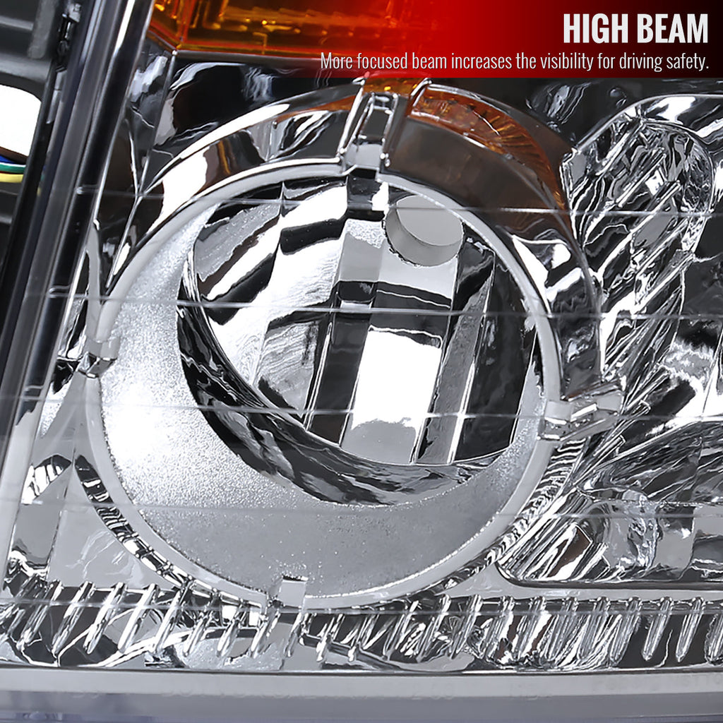 2004-2015 Nissan Titan/ 2004-2007 Armada Factory Style Headlights w/ Amber Reflectors (Chrome Housing/Clear Lens)