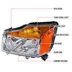 2004-2015 Nissan Titan/ 2004-2007 Armada Factory Style Headlights w/ Amber Reflectors (Chrome Housing/Clear Lens)