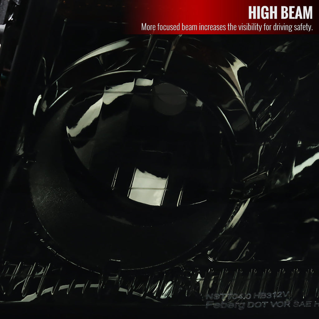 2004-2015 Nissan Titan/2004-2007 Armada Factory Style Headlights w/ Amber Reflectors (Chrome Housing/Smoked Lens)