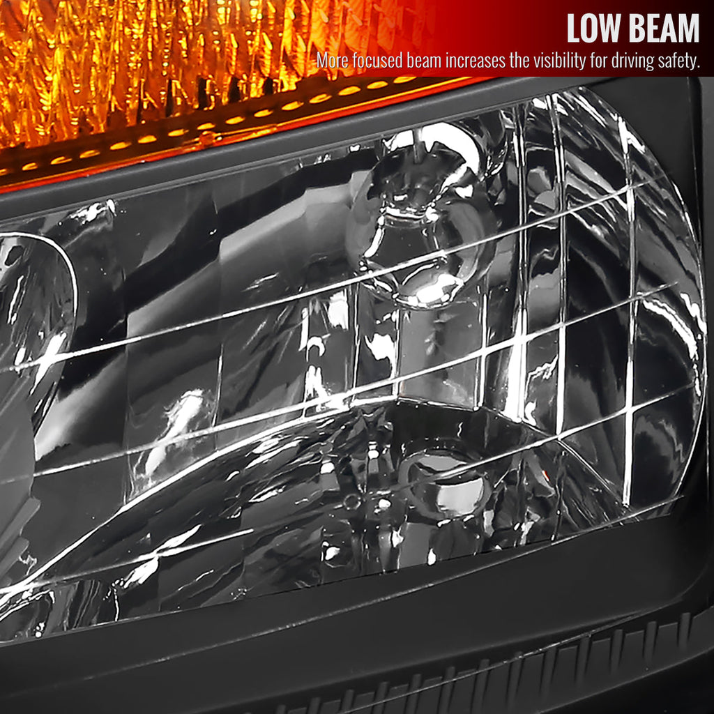 2004-2015 Nissan Titan/ 2004-2007 Armada Factory Style Headlights w/ Amber Reflectors (Matte Black Housing/Clear Lens)