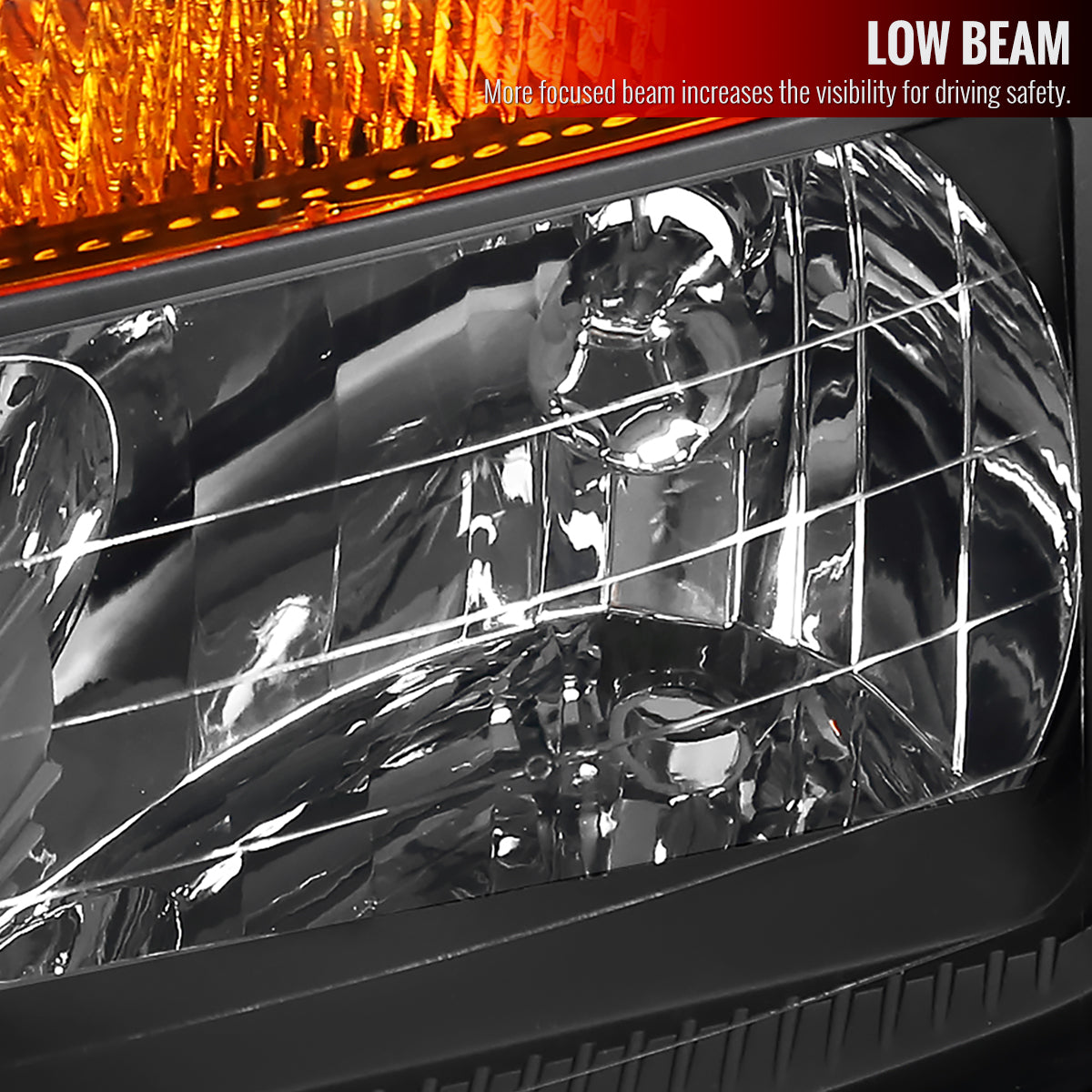 2004-2015 Nissan Titan/ 2004-2007 Armada Factory Style Headlights w/ Amber Reflectors (Matte Black Housing/Clear Lens)