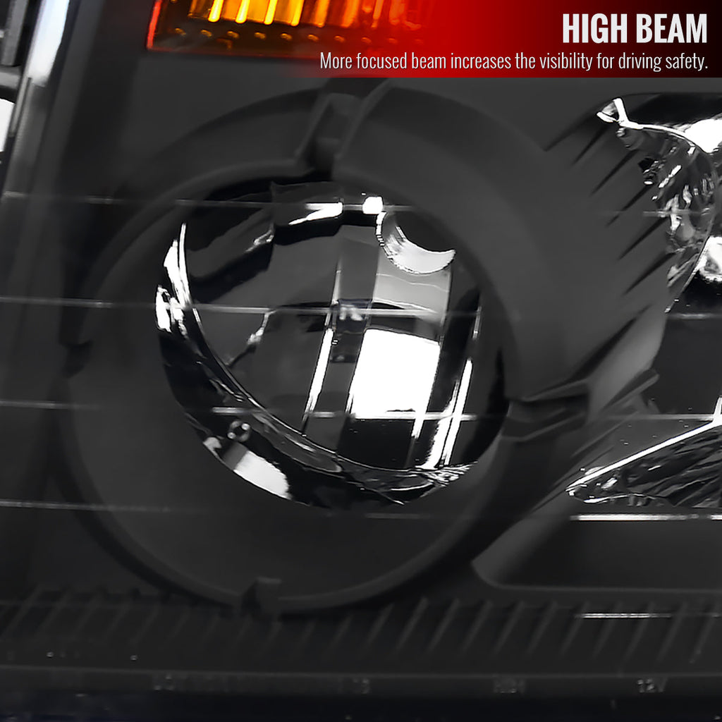 2004-2015 Nissan Titan/ 2004-2007 Armada Factory Style Headlights w/ Amber Reflectors (Matte Black Housing/Clear Lens)