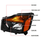 2004-2015 Nissan Titan/ 2004-2007 Armada Factory Style Headlights w/ Amber Reflectors (Matte Black Housing/Clear Lens)