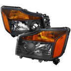 2004-2015 Nissan Titan/ 2004-2007 Armada Factory Style Headlights w/ Amber Reflectors (Matte Black Housing/Clear Lens)