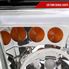 2007-2013 Toyota Tundra/2008-2017 Sequoia Headlights LED Tube Factory Style Headlights with LED Turn Signal (Chrome Housing/Clear Lens)
