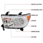 2007-2013 Toyota Tundra/2008-2017 Sequoia Headlights LED Tube Factory Style Headlights with LED Turn Signal (Chrome Housing/Clear Lens)
