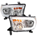 2007-2013 Toyota Tundra/2008-2017 Sequoia Headlights LED Tube Factory Style Headlights with LED Turn Signal (Chrome Housing/Clear Lens)