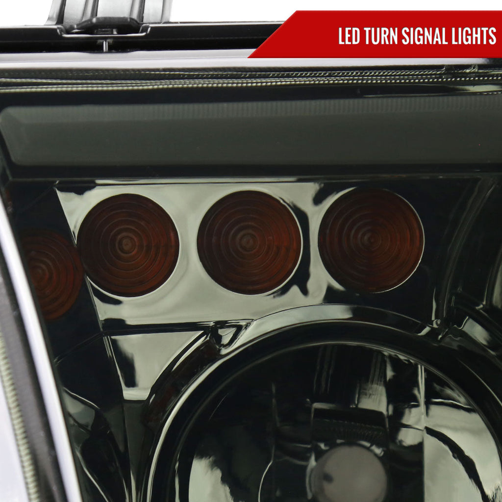 2007-2013 Toyota Tundra/2008-2017 Sequoia Headlights LED Tube Factory Style Headlights with LED Turn Signal (Chrome Housing/Smoked Lens)