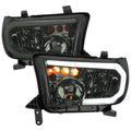 2007-2013 Toyota Tundra/2008-2017 Sequoia Headlights LED Tube Factory Style Headlights with LED Turn Signal (Chrome Housing/Smoked Lens)