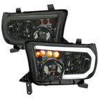 2007-2013 Toyota Tundra/2008-2017 Sequoia Headlights LED Tube Factory Style Headlights with LED Turn Signal (Chrome Housing/Smoked Lens)