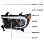 2007-2013 Toyota Tundra/2008-2017 Sequoia Headlights LED Tube Factory Style Headlights with LED Turn Signal (Matte Black Housing/Clear Lens)