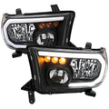 2007-2013 Toyota Tundra/2008-2017 Sequoia Headlights LED Tube Factory Style Headlights with LED Turn Signal (Matte Black Housing/Clear Lens)