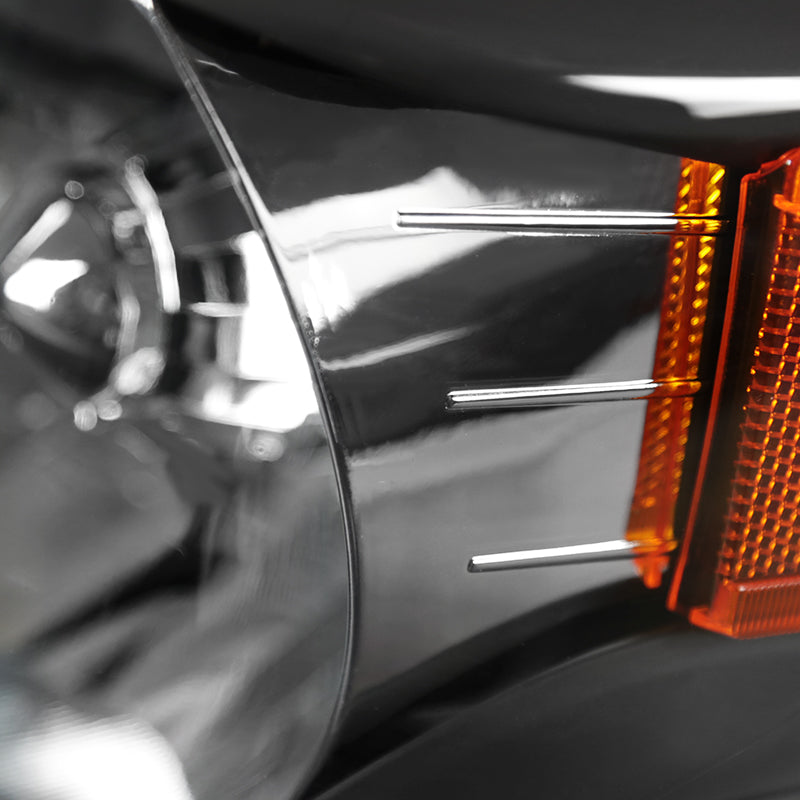 2014-2021 Toyota Tundra Factory Style Crystal Headlights w/ Amber Reflectors (Matte Black Housing/Clear Lens)