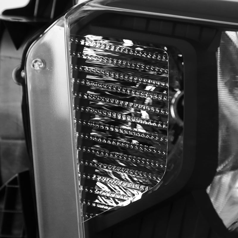 2014-2021 Toyota Tundra Factory Style Crystal Headlights w/ Amber Reflectors (Matte Black Housing/Clear Lens)