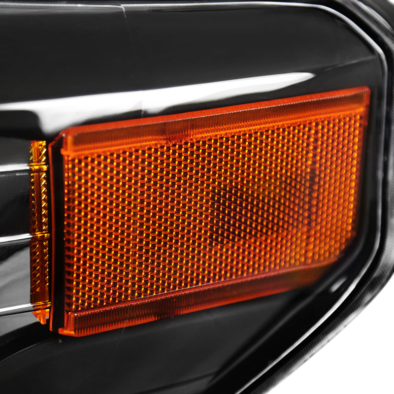 2014-2021 Toyota Tundra Factory Style Crystal Headlights w/ Amber Reflectors (Matte Black Housing/Clear Lens)