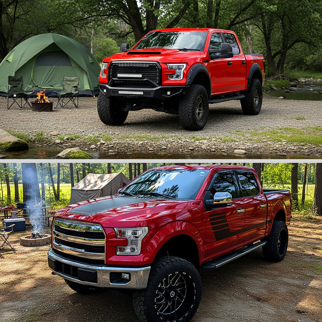 2015-2017 Ford F-150 LED Projector Headlights w/ Switchback LED Sequential Turn Signals DRL Parking Light Strip (Chrome Housing / Clear Lens)