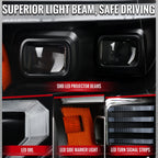 2015-2017 Ford F-150 LED Projector Headlights w/ Switchback LED Sequential Turn Signals DRL Parking Light Strip (Black Housing / Clear Lens)