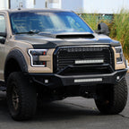 2015-2017 Ford F-150 LED Projector Headlights w/ Switchback LED Sequential Turn Signals DRL Parking Light Strip (Black Housing / Clear Lens)