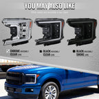 2018-2020 Ford F-150 Full LED Projector Headlights w/ Switchback LED Sequential Turn Signals DRL (Chrome Housing / Clear Lens)