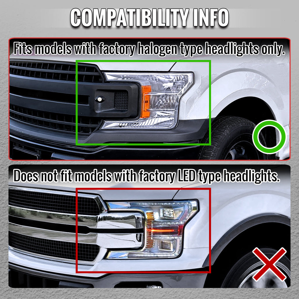 2018-2020 Ford F-150 Full LED Projector Headlights w/ Switchback LED Sequential Turn Signals DRL (Black Housing / Clear Lens)