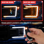 2018-2020 Ford F-150 Full LED Projector Headlights w/ Switchback LED Sequential Turn Signals DRL (Black Housing / Clear Lens)