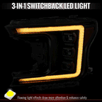 2018-2020 Ford F-150 Full LED Projector Headlights w/ Switchback LED Sequential Turn Signals DRL (Black Housing / Smoked Lens)
