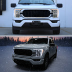 2021-2023 Ford F-150 Full LED Projector Headlights w/ Switchback LED Sequential Turn Signals DRL Parking Light Strip (Chrome Housing / Clear Lens)  - Fits Models w/ Factory Halogen Headlights