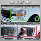 2021-2023 Ford F-150 Full LED Projector Headlights w/ Switchback LED Sequential Turn Signals DRL Parking Light Strip (Matte Black Housing / Clear Lens) - Fits Models w/ Factory Halogen Headlights