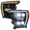 2021-2023 Ford F-150 Full LED Projector Headlights w/ Switchback LED Sequential Turn Signals DRL Parking Light Strip (Matte Black Housing / Clear Lens) - Fits Models w/ Factory Halogen Headlights