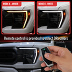 2021-2023 Ford F-150 Full LED Projector Headlights w/ Switchback LED Sequential Turn Signals DRL Parking Light Strip (Black Housing / Smoked Lens)  - Fits Models w/ Factory Halogen Headlights