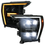 2021-2023 Ford F-150 Full LED Projector Headlights w/ Switchback LED Sequential Turn Signals DRL Parking Light Strip (Black Housing / Smoked Lens)  - Fits Models w/ Factory Halogen Headlights