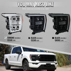 2021-2023 Ford F-150 Full LED Projector Headlights w/ Switchback LED Sequential Turn Signals DRL Parking Light Strip (Matte Black Housing / Clear Lens) - Fits Models w/ Factory LED Headlights
