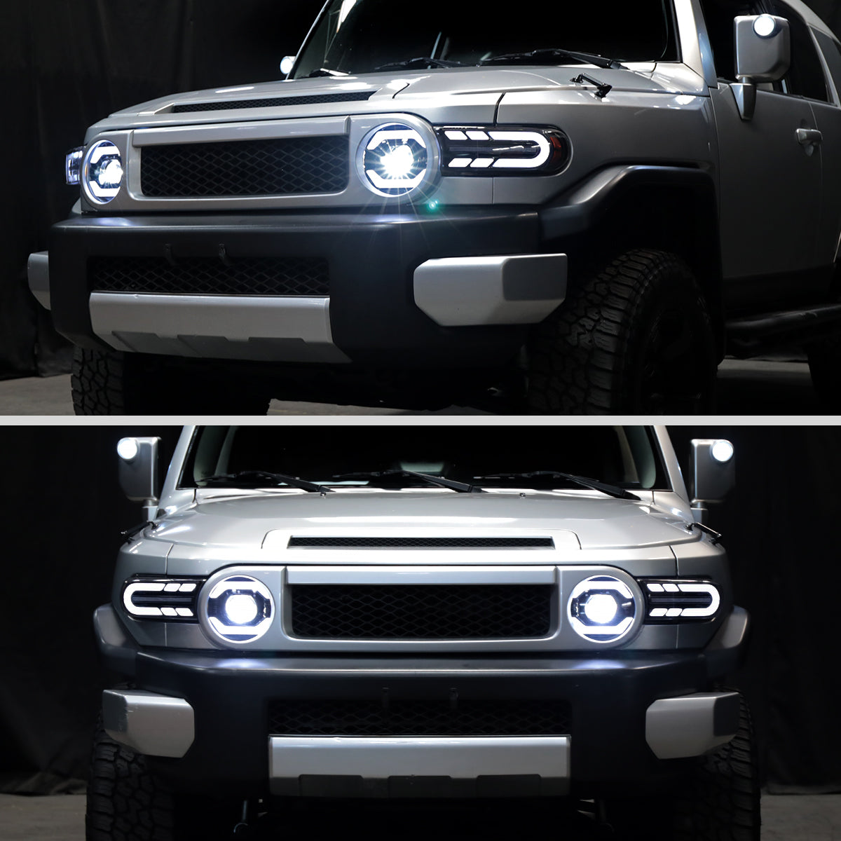 2007-2014 Toyota FJ Cruiser Full LED Projector Headlights with Sequential LED Turn Signal (Matte Black Housing/Smoked Lens)