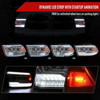 2009-2018 Dodge RAM 1500 / 2019 RAM Classic / 2010-2018 RAM 2500 3500 Switchback Sequential Full LED Projector Headlights (Chrome Housing/Clear Lens)